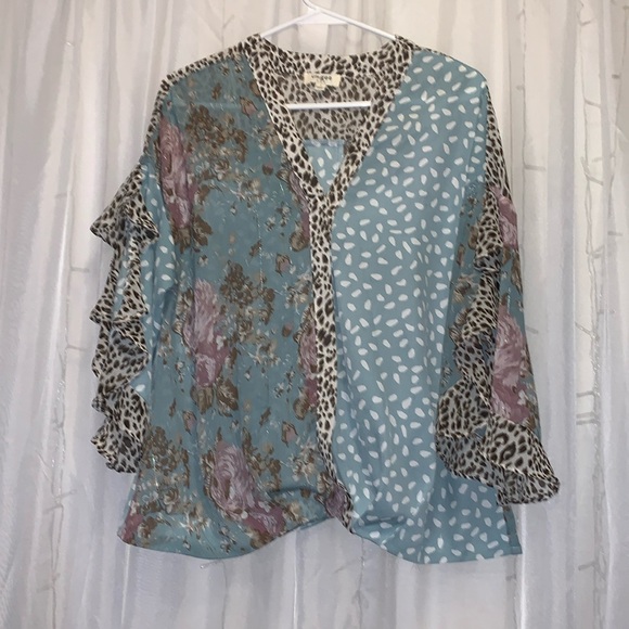 Umgee Boho Multi Print Flowy Blouse - Picture 1 of 5